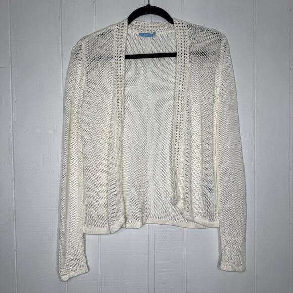 J. McLaughlin Women’s Linen Cotton Blend Cardigan Sweater Open Front White XS - Picture 1 of 5
